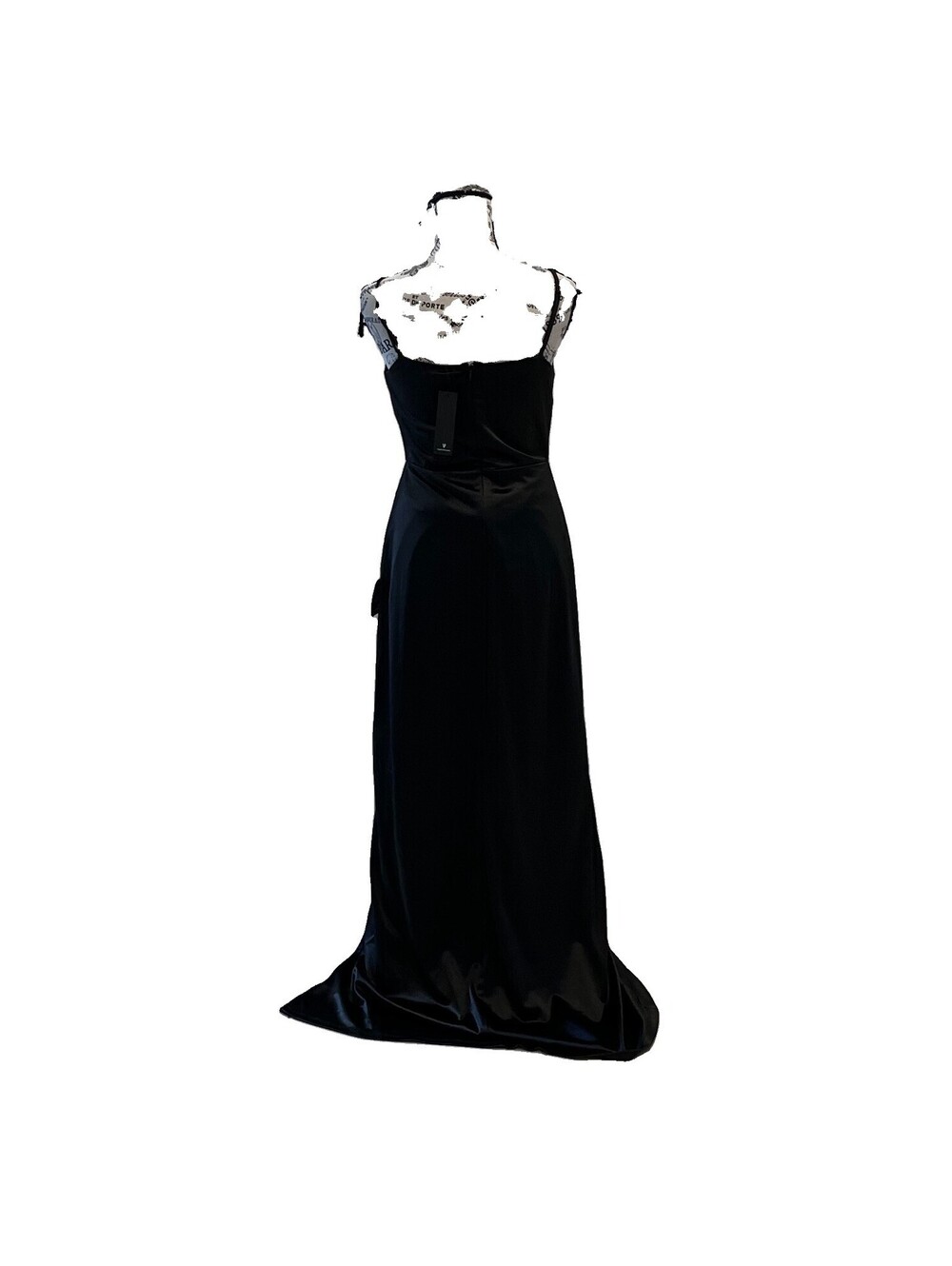 Lulus Black Metallic Satin Maxi Dress M NWT Cowl Neck Formal Goth Y2K Gala Prom - Picture 5 of 11